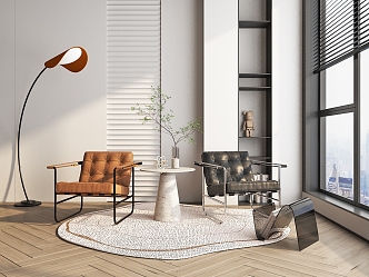 Leisure Chair Sofa Chair Side Floor Lamp 3d model