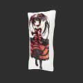 Anime Girl Printed Decorative Pillow With Red Black Dress And Long Hair Design