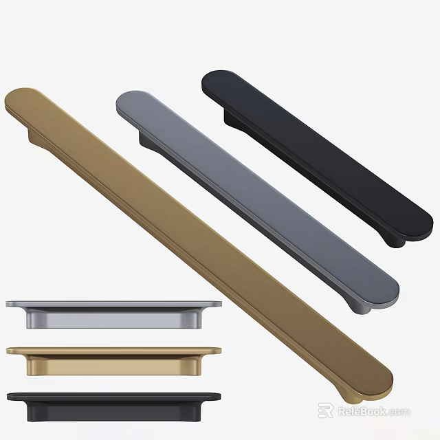 Modern Cabinet Handles in Gold Gray Black with Sleek Long Design 3d model 