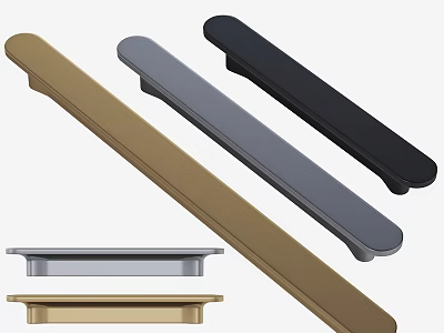 Modern Cabinet Handles in Gold Gray Black with Sleek Long Design 3d model