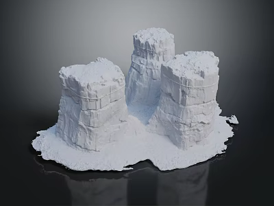 Garden Landscape Design With White Rockery Structures And Textured Stone Surfaces 3d model