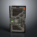 Industrial Metal Gate With Grille Panels Control Panel Orange Indicators And Gray Finish