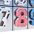 3D Numbers In Mechanical Design With Colorful Details And Geometric Shapes