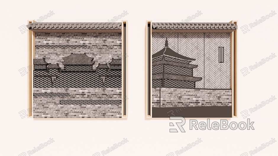 Tile wall Chinese wall model