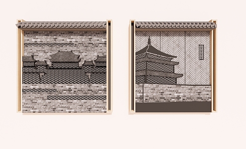 Tile wall Chinese wall 3d model