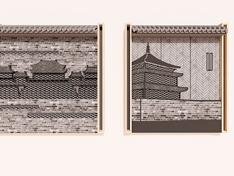 Tile wall Chinese wall 3d model