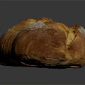 Freshly Baked Golden Brown Bread With Cracked Surface And Flour Dusting 3d model