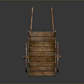 Vintage Wooden Cart With Brown Planks Green Frames And Metal Wheels