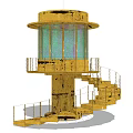 Golden Multi Tiered Spiral Model With Steps Platforms And Artistic Structure