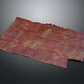 Vintage Textured Fabric With Red Yellow Pattern Laid Flat On Black Background 3d model