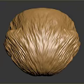 Golden Shiny Pekingese Dog Head Sculpture With Detailed Fur And Expressive Eyes