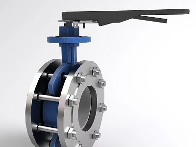 Industrial Butterfly Valve With Durable Metal Flanged Body And Manual Handle 3d model
