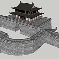 Ancient Chinese Architecture With City Wall And Multi Story Pavilion Traditional Roof