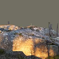 Natural Wood and Stone Scene with Dead Tree Trunks Moss Gravel and Grass