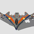 Futuristic Sci Fi Spaceship Fighter Jet With Aerodynamic Design And Yellow Star Emblems
