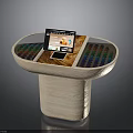 Modern Wooden Table With Oval Top Solar Panel Sections And Touchscreen