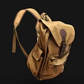 Brown Canvas Backpack With Leather Details Multiple Pockets And Practical Design