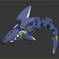 Game Movie Blue Mechanical Shark Character With Glowing Eye And Fins