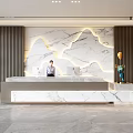 Company Front Desk Background Wall Reception Area Bar Desk Reception Desk Lobby Simple Lobby 3d model