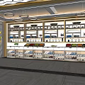 Luxurious Clubhouse Interior Featuring Display Shelves Chandeliers Golden Patterned Wall And Wooden Flooring