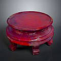 Elegant Red Round Pedestal Dining Table With Textured Surface And Carved Legs 3d model