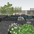 Modern Courtyard Garden With Stone Paving Circular Slabs Water Feature Greenery And Seating Area