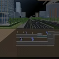 Urban Road Infrastructure With Underground Drainage Pipes And City Building Layout