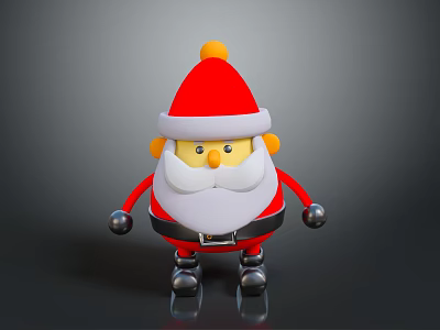 Cartoon Santa Claus Figure With Red Hat White Beard And Silver Boots 3d model