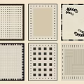 Square Rugs Featuring Various Patterns in Black White and Beige Tones 3d model
