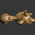 Golden Fox Game Movie Character With Fantasy Armor Texture Curled Tail And Pointed Ears