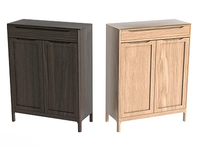 Dark And Light Wood Modern Shoe Cabinet With Minimalist Design And Cabinet Doors 3d model