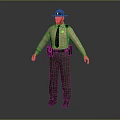 Full Body View Of Man Wearing Brown Hat Beige Shirt Black Tie And Green Pants