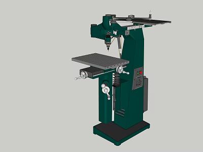 Green Vertical Milling Machine With Worktable Control Knobs And Stable Base 3d model