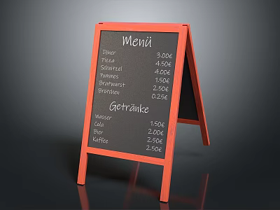 Orange Frame Chalkboard Menu Displaying Tacos Burritos Nachos And Drink Prices 3d model