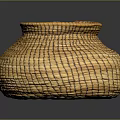 Handmade Woven Basket For Home Storage With Natural Straw And Round Striped Design