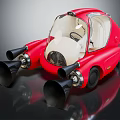 Red Futuristic Concept Car With Transparent Cockpit And Jet Like Thrusters