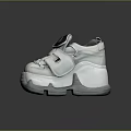 Casual White High Top Shoes With Velcro Straps And Thick Sole Design
