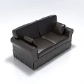 Black Leather Two Seater Sofa With Modern Design And Comfortable Cushions 3d model