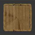 Yellow Wicker Square Storage Basket With Handles For Home Organizing 3d model