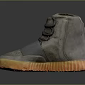 Daily Life High Top Shoes Featuring Gray Upper Brown Velcro Straps Orange Sole Perforated Toe