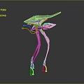 Futuristic Sci Fi Mechanical Creature With Long Slender Legs And Metallic Head Structure 3d model