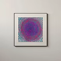 Wall Mounted Abstract Painting With Circular Pattern Purple Pink And Blue Dots 3d model