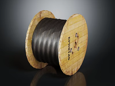 High Quality Steel Cable Coiled on Wooden Spool for Hardware Tools Applications 3d model
