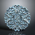 Blue Floral Plant Inspired Decorative Ornament With Intricate Curled Patterns