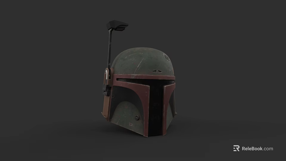 Iconic Game Movie Character Boba Fett Weathered Green Red Helmet With Antenna 3d model 