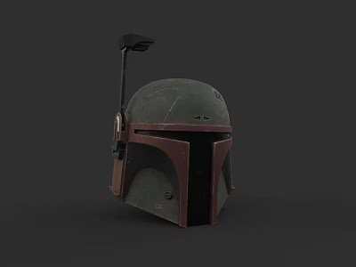 Iconic Game Movie Character Boba Fett Weathered Green Red Helmet With Antenna 3d model