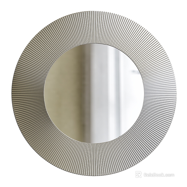 Round Mirror With Radiant Stripe Frame For Modern Home Decor 3d model 