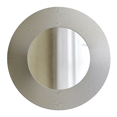 Round Mirror With Radiant Stripe Frame For Modern Home Decor 3d model