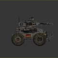 Futuristic Military Tank With Heavy Armor Large Wheels And Mechanisms