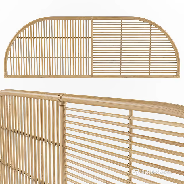 Natural Rattan Slatted Design For Arch Shaped Decor And Furniture Accents 3d model 